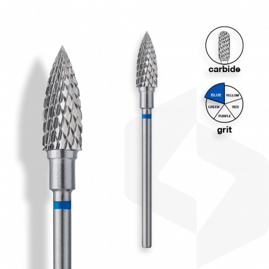 Staleks - Karbid Csiszolófej Keskeny Lándzsa 5 mm | 13,5 mm Kék | Közepes | FT10B050-13.5