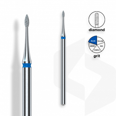 Staleks - Gyémánt Csiszolófej Mini Hegyes Lándzsa 1 mm | 3 mm Kék | Közepes | FA12B010-3