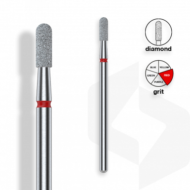 Staleks - Gyémánt Csiszolófej Lekerekített Henger | 2,3 mm | 6.5 mm Piros | Finom | FA30R023-6.5