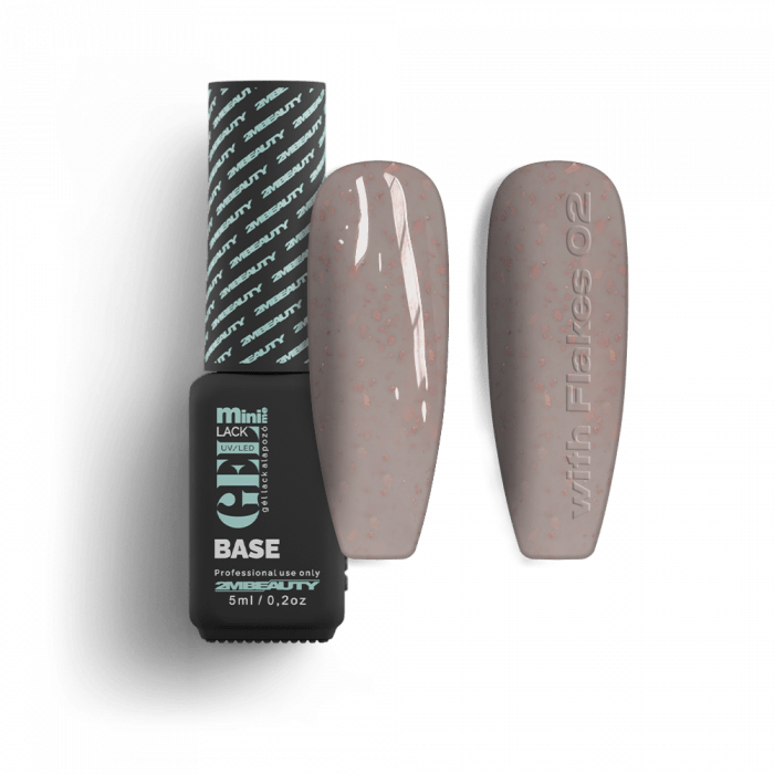 Gel Lack - Rubber Base With Flakes 02:Új színezett Rubber Base, mely díszítő fóliákat tartalm...
