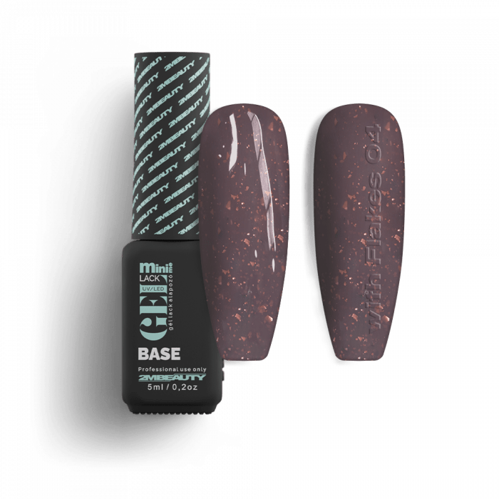 Gel Lack - Rubber Base With Flakes 04:Új színezett Rubber Base, mely díszítő fóliákat tartalm...