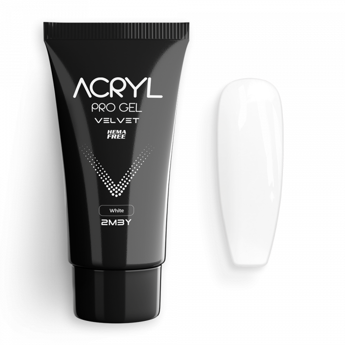 Acryl Pro Gel Velvet - White - HEMA Mentes Akrilzselé:
White acrylgel-ünk HEMA mentes, így nem c...