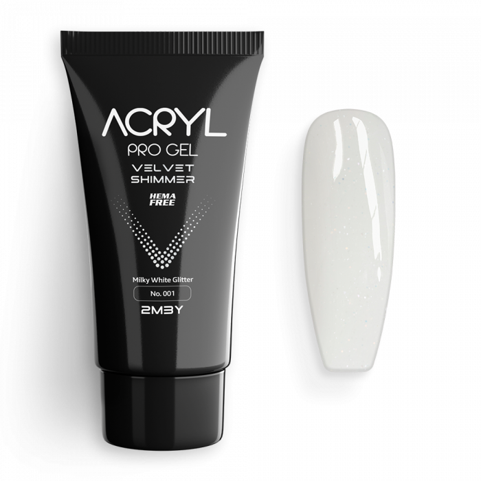 Acryl Pro Gel Velvet - Shimmer 001 Milky White Glitter - HEMA Mentes Akrilzselé:
Shimmer Milky Whi...