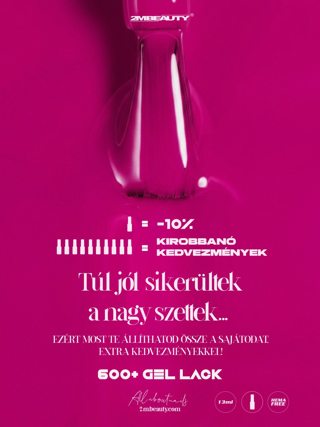 2MBEAUTY 15 grammos gél lakk akció több mint 600 árnyalattal