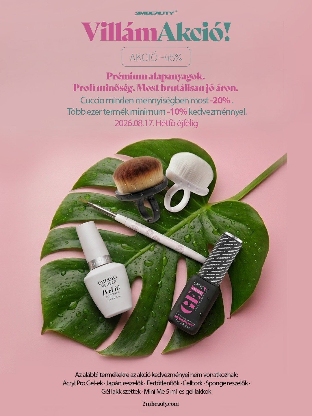 2MBEAUTY SzalonFeltöltés akció – professzionális körmös alapanyagok akár 45% kedvezménnyel