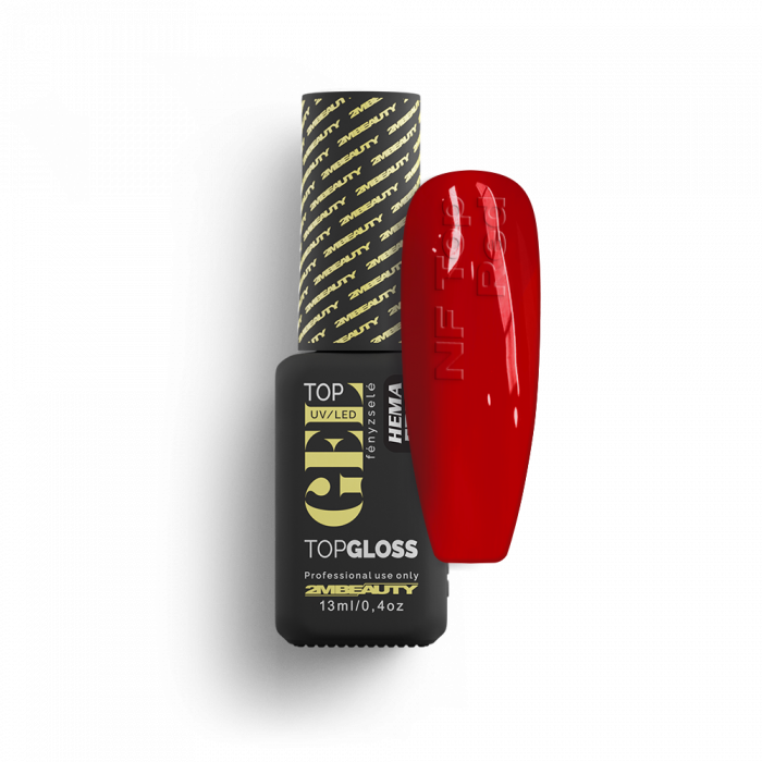 Top Gel - NF Top Red Színezett Fényzselé - HEMA Mentes (13 ml) (5)