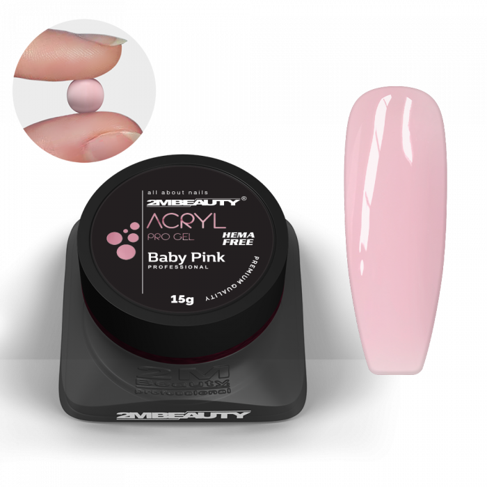 Acryl Pro Gel Baby Pink - HEMA Mentes Akrilzselé - Tégelyes (15g) (2)