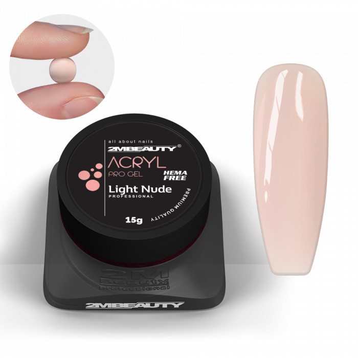 Acryl Pro Gel Light Nude - HEMA Mentes Akrilzselé - Tégelyes (15g) (2)