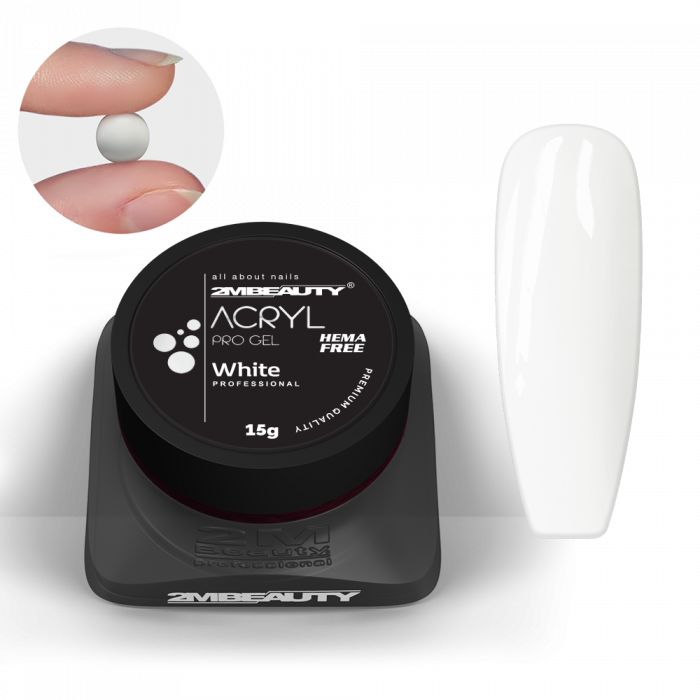 Acryl Pro Gel White - HEMA Mentes Akrilzselé - Tégelyes (30g) (2)