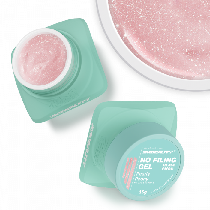 No Filing - Pearly Peony - HEMA Mentes Reszelésmentes Építőzselé (15g) (2)