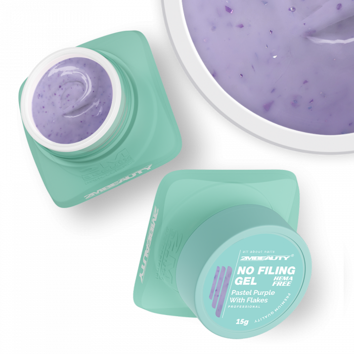 No Filing - Pastel Purple With Flakes - HEMA Mentes Reszelésmentes Építőzselé (15g) (2)