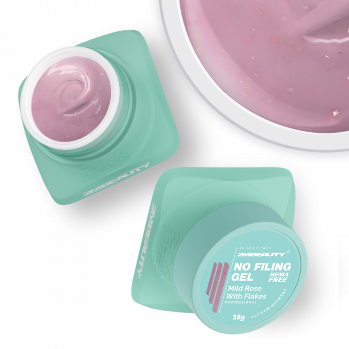 No Filing - Mild Rose With Flakes - HEMA Mentes Reszelésmentes Építőzselé (15g) (2)
