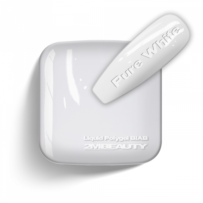 Liquid Polygel BIAB - Pure White - HEMA Mentes Ecsetes Építőzselé (5ml - mini me) (2)