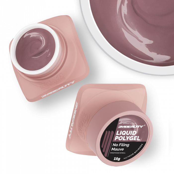 Liquid Polygel No Filing - Mauve - HEMA Mentes Reszelésmentes Építőzselé (30g) (2)