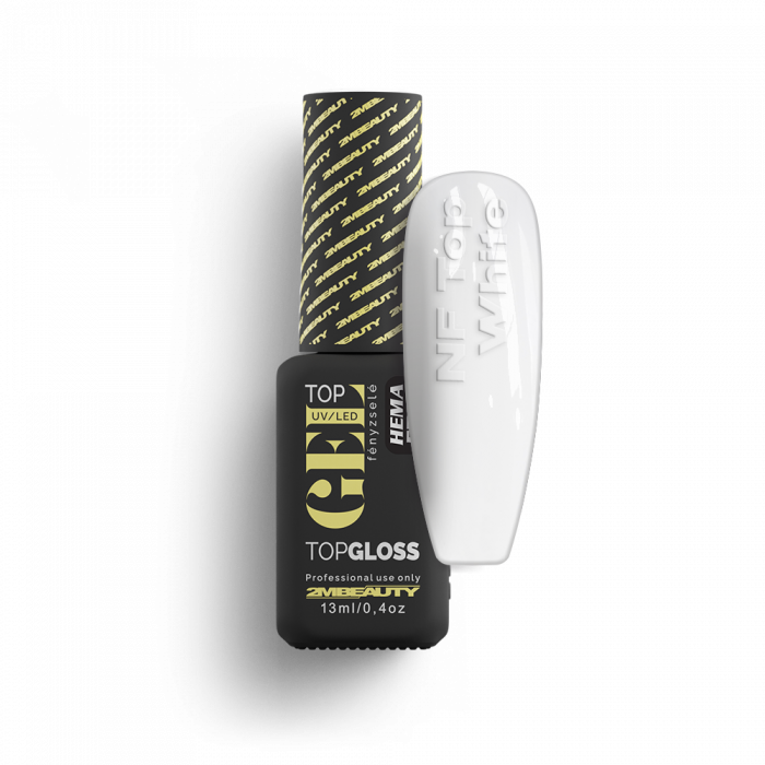 Top Gel - NF Top White Színezett Fényzselé - HEMA Mentes (13 ml) (5)