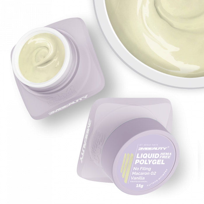 Liquid Polygel No Filing - Macaron - 02 Vanilla - HEMA Mentes Reszelésmentes Építőzselé (15g) (2)