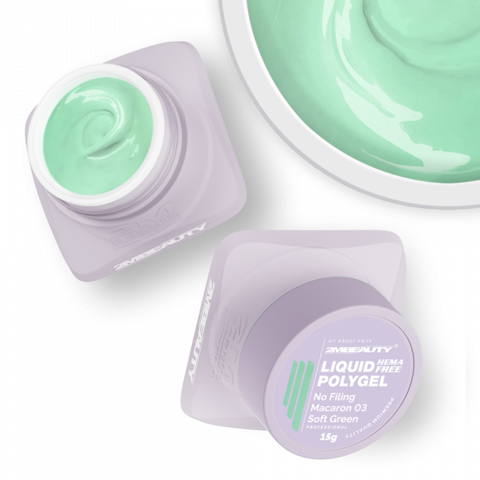 Liquid Polygel No Filing - Macaron - 03 Soft Green - HEMA Mentes Reszelésmentes Építőzselé (15g) (2)