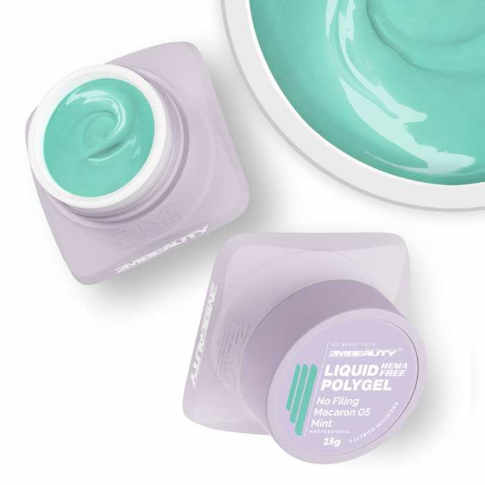 Liquid Polygel No Filing - Macaron - 05 Mint - HEMA Mentes Reszelésmentes Építőzselé (15g) (2)