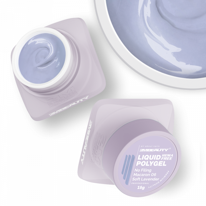 Liquid Polygel No Filing - Macaron - 06 Soft Lavender - HEMA Mentes Reszelésmentes Építőzselé (15g) (2)
