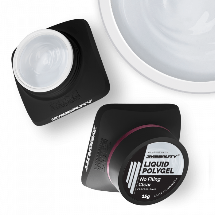 Liquid Polygel No Filing - Clear - HEMA Mentes Reszelésmentes Építőzselé (30g) (3)