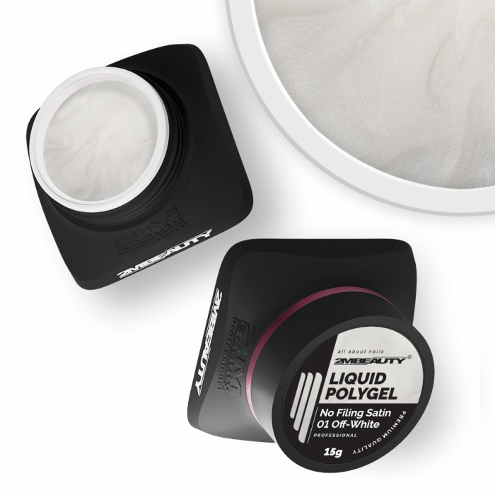 Liquid Polygel No Filing - Satin - 01 Off-White - HEMA Mentes Reszelésmentes Építőzselé (30g) (2)