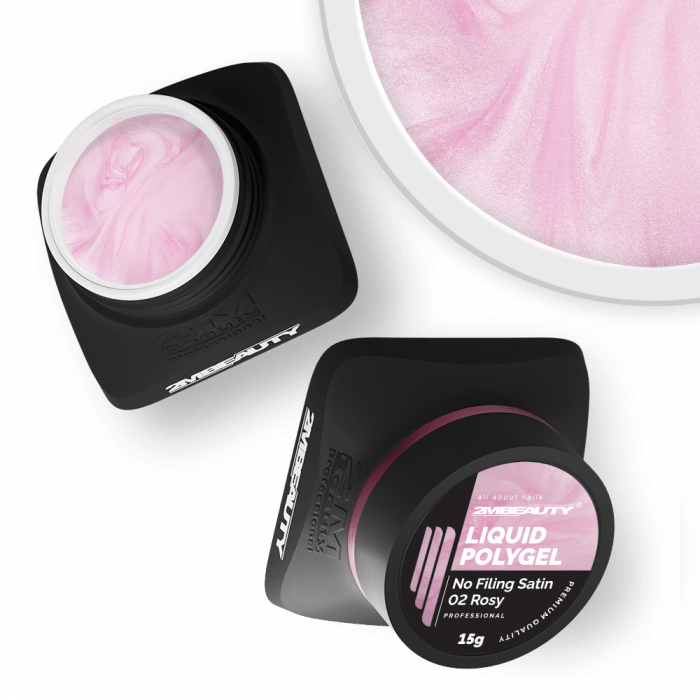 Liquid Polygel No Filing - Satin - 02 Rosy - HEMA Mentes Reszelésmentes Építőzselé (15g) (2)