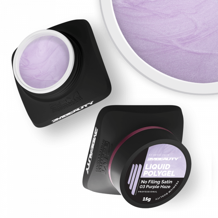 Liquid Polygel No Filing - Satin - 03 Purple Haze - HEMA Mentes Reszelésmentes Építőzselé (15g) (2)
