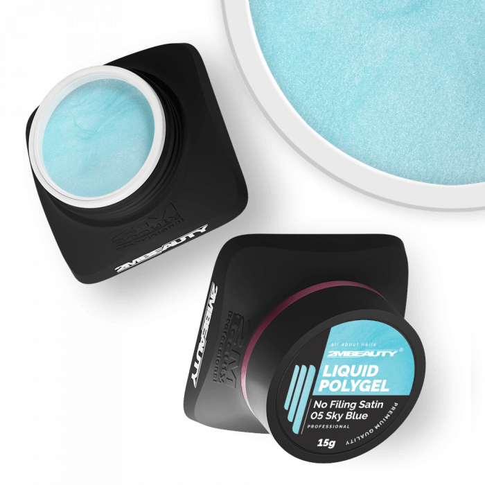 Liquid Polygel No Filing - Satin - 05 Sky Blue - HEMA Mentes Reszelésmentes Építőzselé (30g) (2)