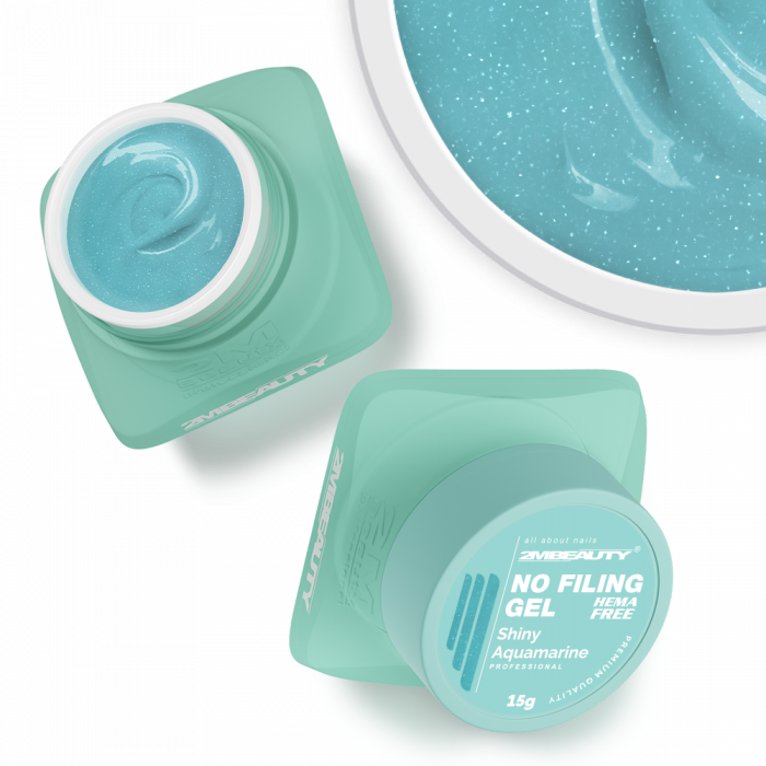 No Filing - Shiny Aquamarine - HEMA Mentes Reszelésmentes Építőzselé (30g) (2)