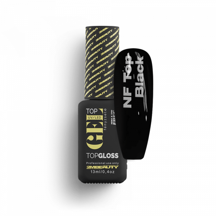 Top Gel - NF Top Black Színezett Fényzselé - HEMA Mentes (13 ml) (4)
