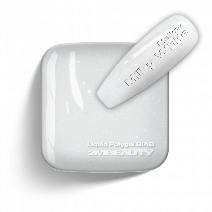 Liquid Polygel BIAB - Mellow Milky White - HEMA Mentes Ecsetes Építőzselé (13 ml) (2)