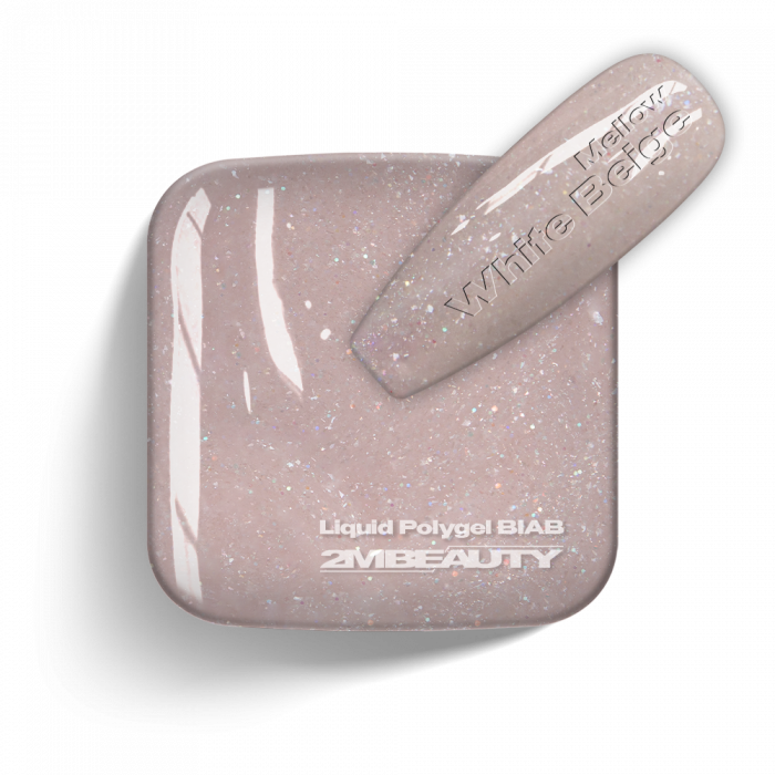 Liquid Polygel BIAB - Mellow White Beige - HEMA Mentes Ecsetes Építőzselé (13 ml) (2)