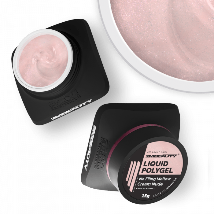 Liquid Polygel No Filing - Mellow Cream Nude - HEMA Mentes Reszelésmentes Építőzselé (30g) (2)