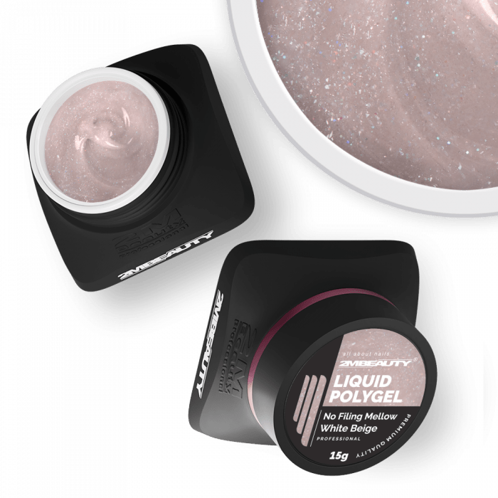 Liquid Polygel No Filing - Mellow White Beige - HEMA Mentes Reszelésmentes Építőzselé (15g) (2)