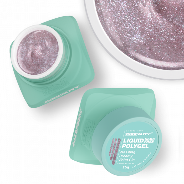 Liquid Polygel No Filing - Dreamy Violet Gin - HEMA Mentes Reszelésmentes Építőzselé (15g) (2)