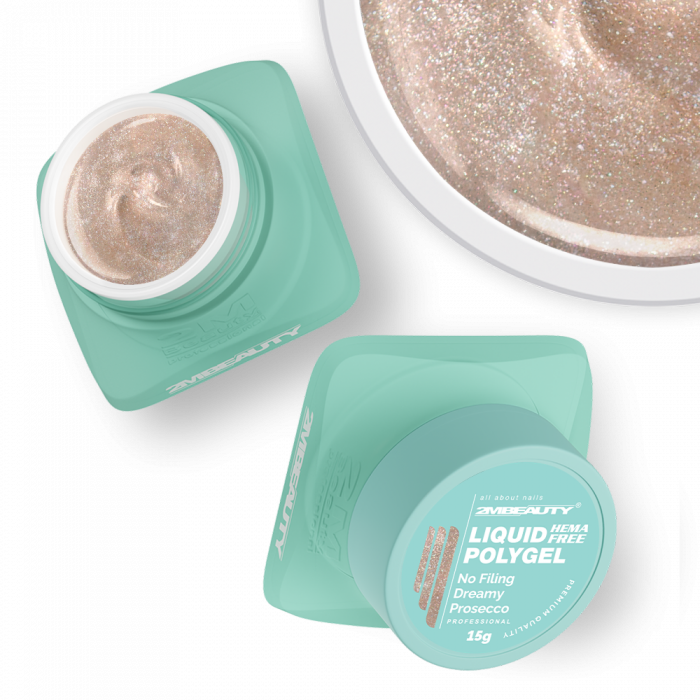 Liquid Polygel No Filing - Dreamy Prosecco - HEMA Mentes Reszelésmentes Építőzselé (30g) (2)
