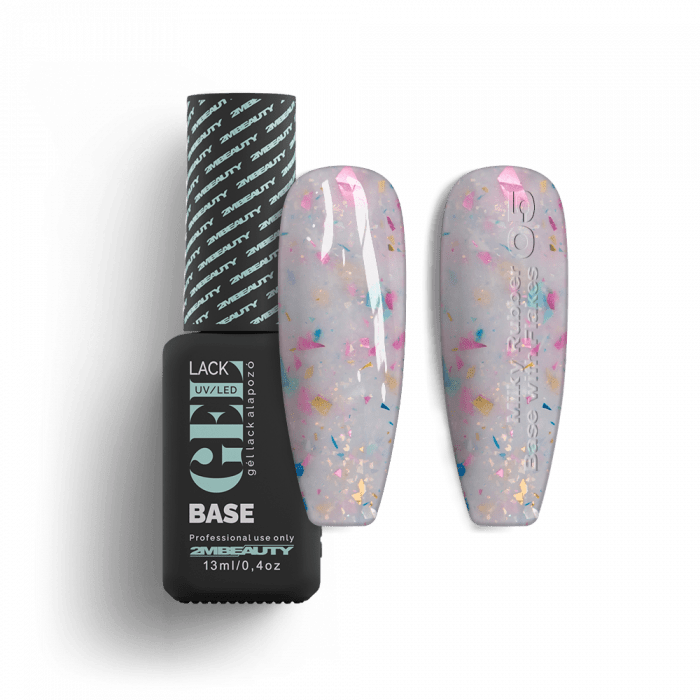 Gel Lack - Milky Rubber Base With Flakes 05 - HEMA Mentes (13 ml) (2)