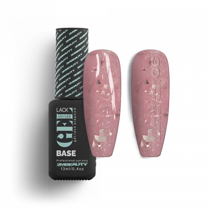 Gel Lack - Milky Rubber Base With Flakes 06 - HEMA Mentes (30 ml) (2)