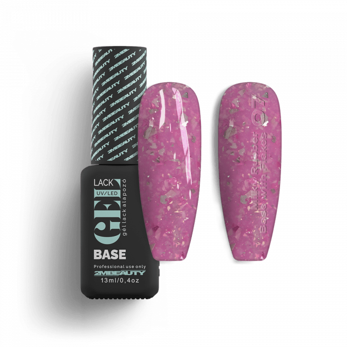 Gel Lack - Milky Rubber Base With Flakes 07 - HEMA Mentes (30 ml) (2)