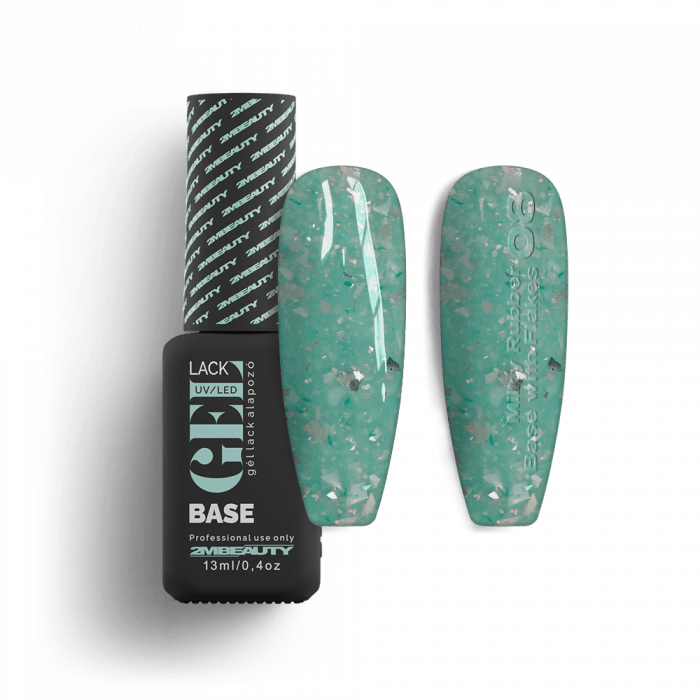 Gel Lack - Milky Rubber Base With Flakes 08 - HEMA Mentes (30 ml) (2)