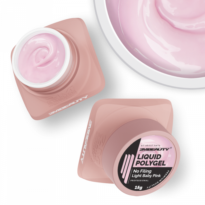 Liquid Polygel No Filing - Light Baby Pink - HEMA Mentes Reszelésmentes Építőzselé (15g) (2)