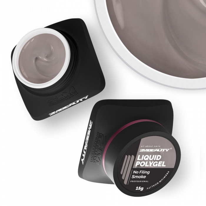 Liquid Polygel No Filing - Smoke - HEMA Mentes Reszelésmentes Építőzselé (30g) (3)