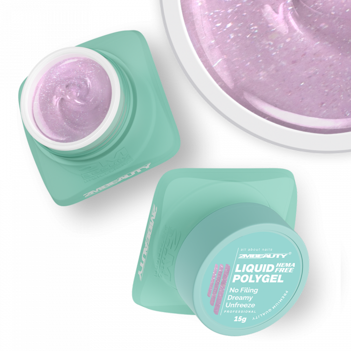 Liquid Polygel No Filing - Dreamy Unfreeze - HEMA Mentes Reszelésmentes Építőzselé (15g) (3)