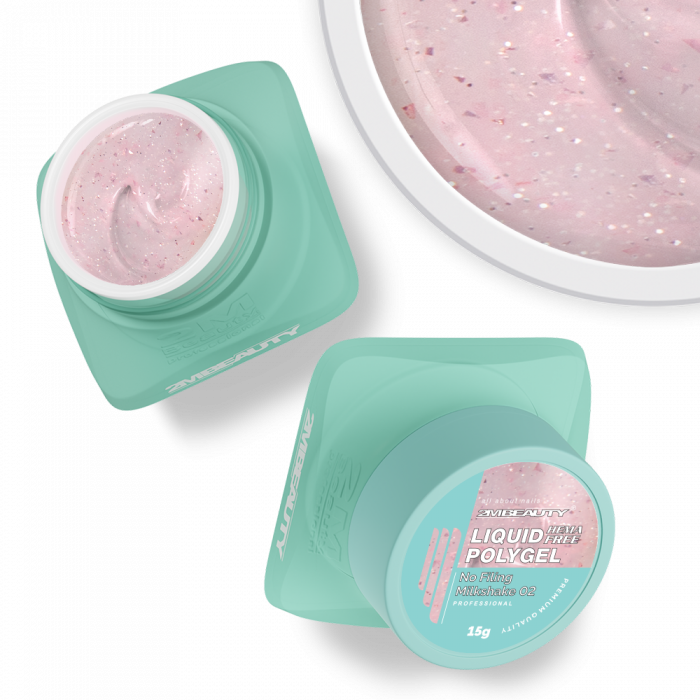 Liquid Polygel No Filing - Milkshake 02 - HEMA Mentes Reszelésmentes Építőzselé (15g) (2)
