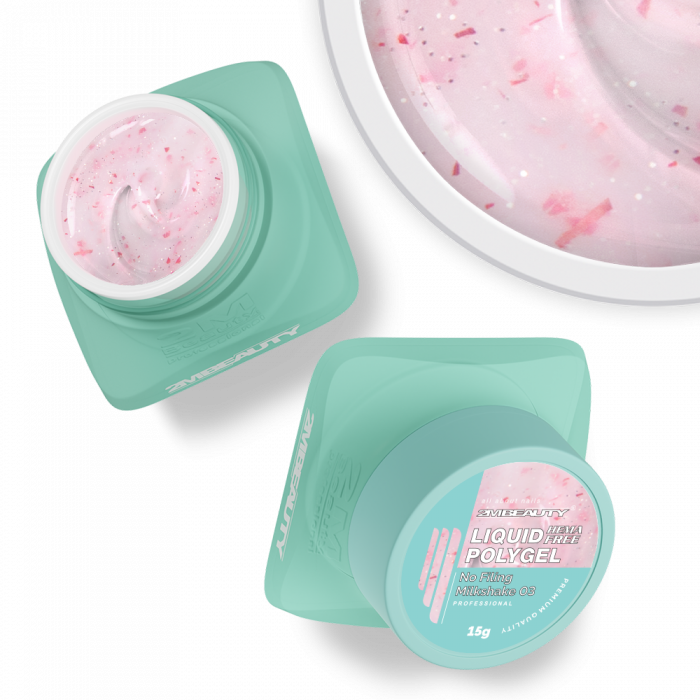 Liquid Polygel No Filing - Milkshake 03 - HEMA Mentes Reszelésmentes Építőzselé (30g) (3)
