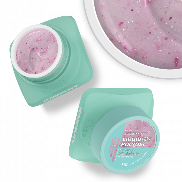 Liquid Polygel No Filing - Milkshake 04 - HEMA Mentes Reszelésmentes Építőzselé (15g) (2)