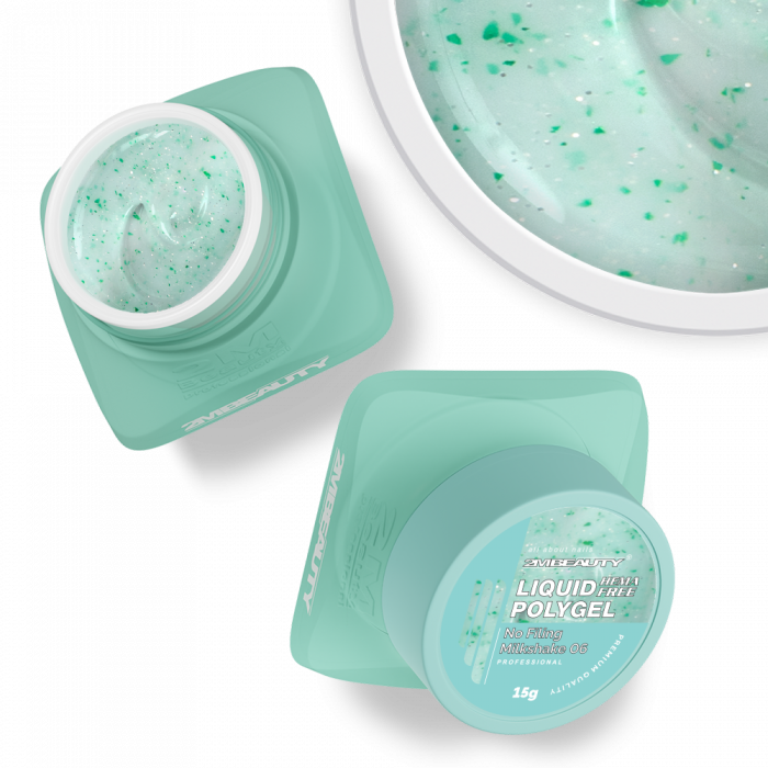 Liquid Polygel No Filing - Milkshake 06 - HEMA Mentes Reszelésmentes Építőzselé (15g) (3)