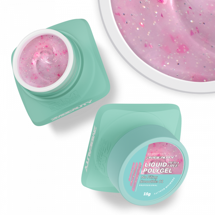 Liquid Polygel No Filing - Smoothie 01 - HEMA Mentes Reszelésmentes Építőzselé (30g) (2)