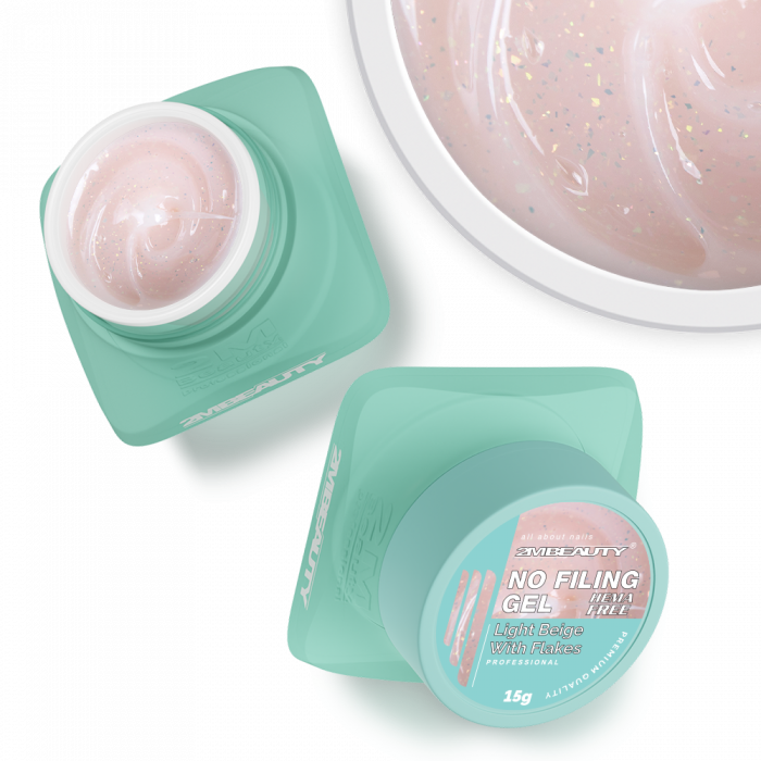 No Filing - Light Beige With Flakes - HEMA Mentes Reszelésmentes Építőzselé (15g) (3)
