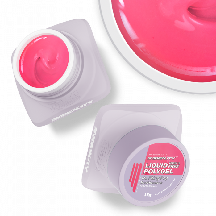 Liquid Polygel No Filing - Pop - Barbiecore - HEMA Mentes Reszelésmentes Építőzselé (15g) (2)